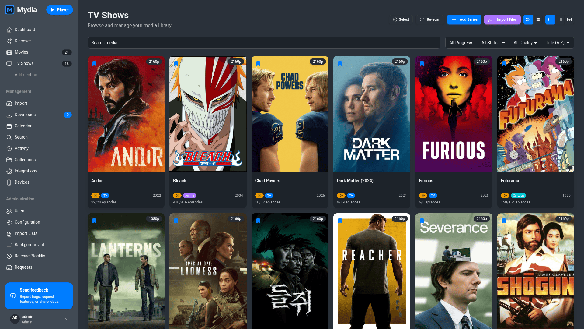 TV shows library